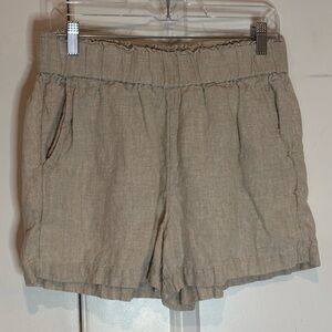 J. Crew Tan Linen Pull On Elastic Waist Shorts M